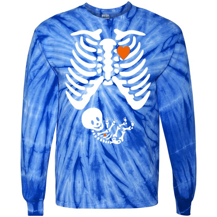 Pregnant Skeleton Costume Halloween Pregnancy Gift Tie-Dye Long Sleeve Shirt