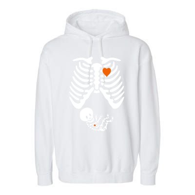 Pregnant Skeleton Costume Halloween Pregnancy Gift Garment-Dyed Fleece Hoodie