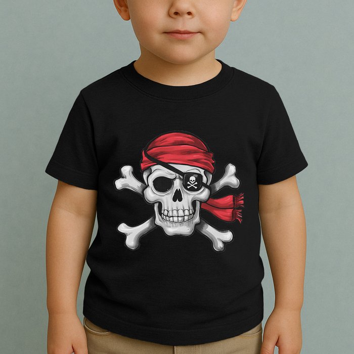 Pirate Skull Crossbones Halloween Costume Boy Toddler T-Shirt