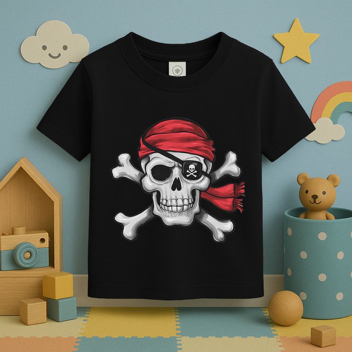 Pirate Skull Crossbones Halloween Costume Boy Toddler T-Shirt