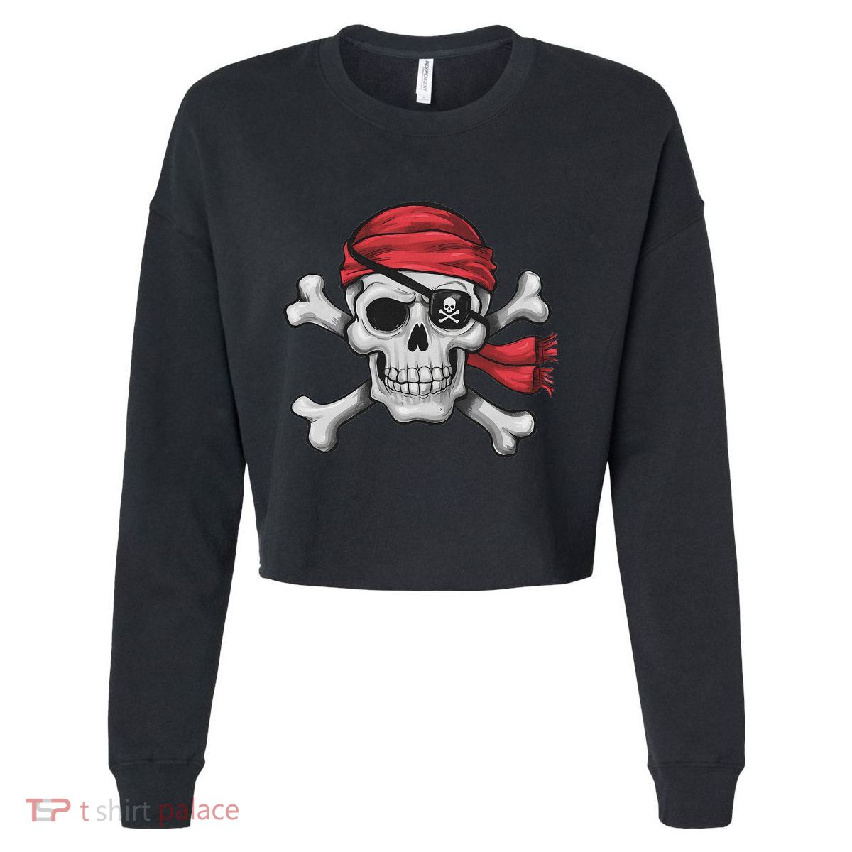 Pirate Skull Crossbones Halloween Costume Boy Cropped Pullover Crew