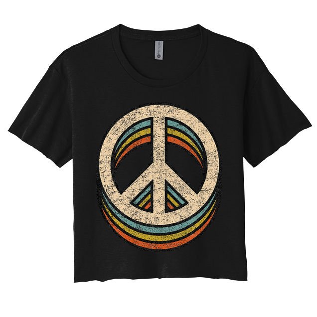 Peace Sign Cool Vintage 60s 70s 80s Women Casual Crop Top