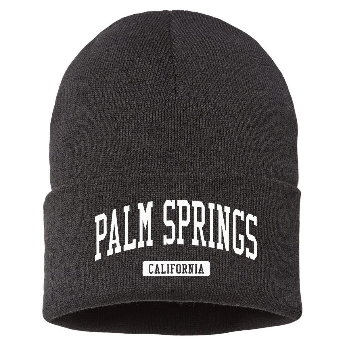 Palm Springs California Ca Vintage Athletic Sports Design Sustainable Knit Beanie