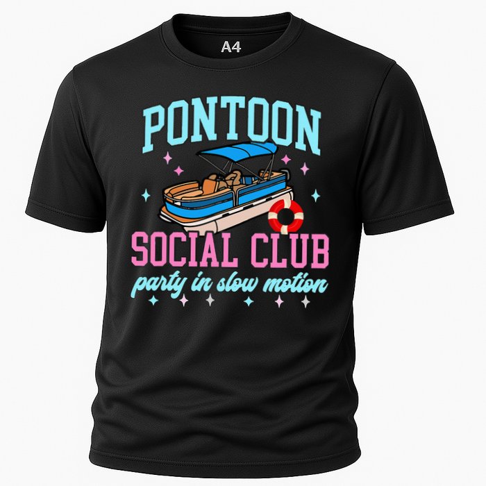 Pontoon Social Club Party In Slow Motion Pontoon Boat Cooling Performance Crew T-Shirt
