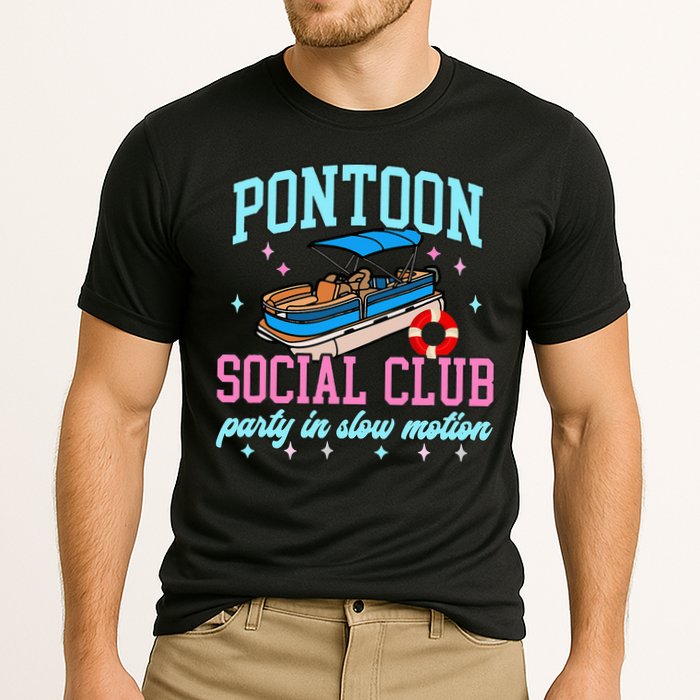 Pontoon Social Club Party In Slow Motion Pontoon Boat Cooling Performance Crew T-Shirt