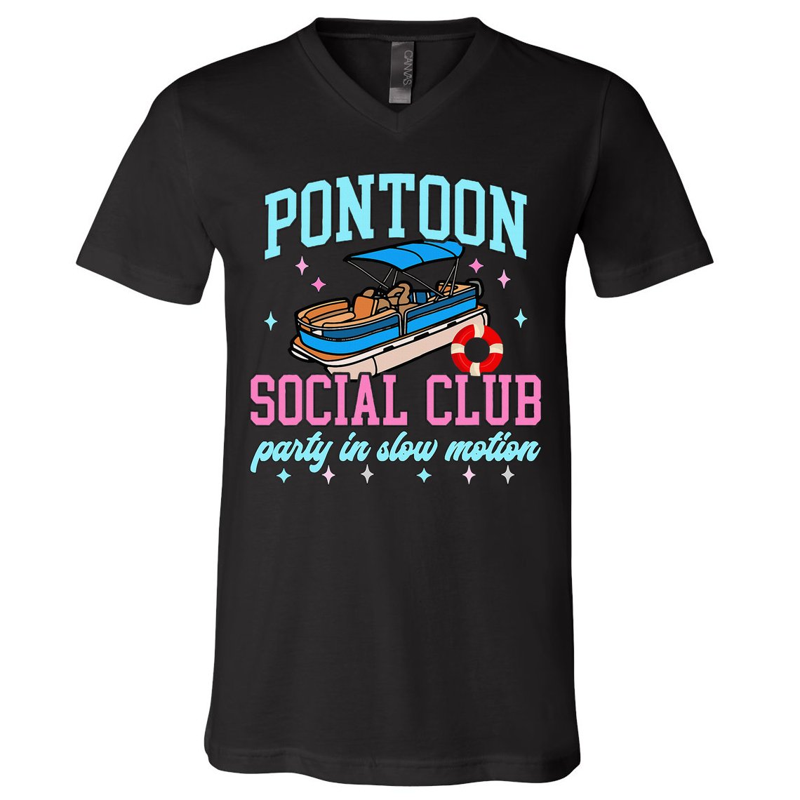 Pontoon Social Club Party In Slow Motion Pontoon Boat V-Neck T-Shirt