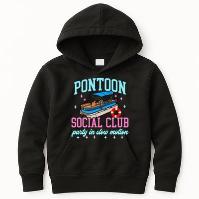 Pontoon Social Club Party In Slow Motion Pontoon Boat Kids Hoodie