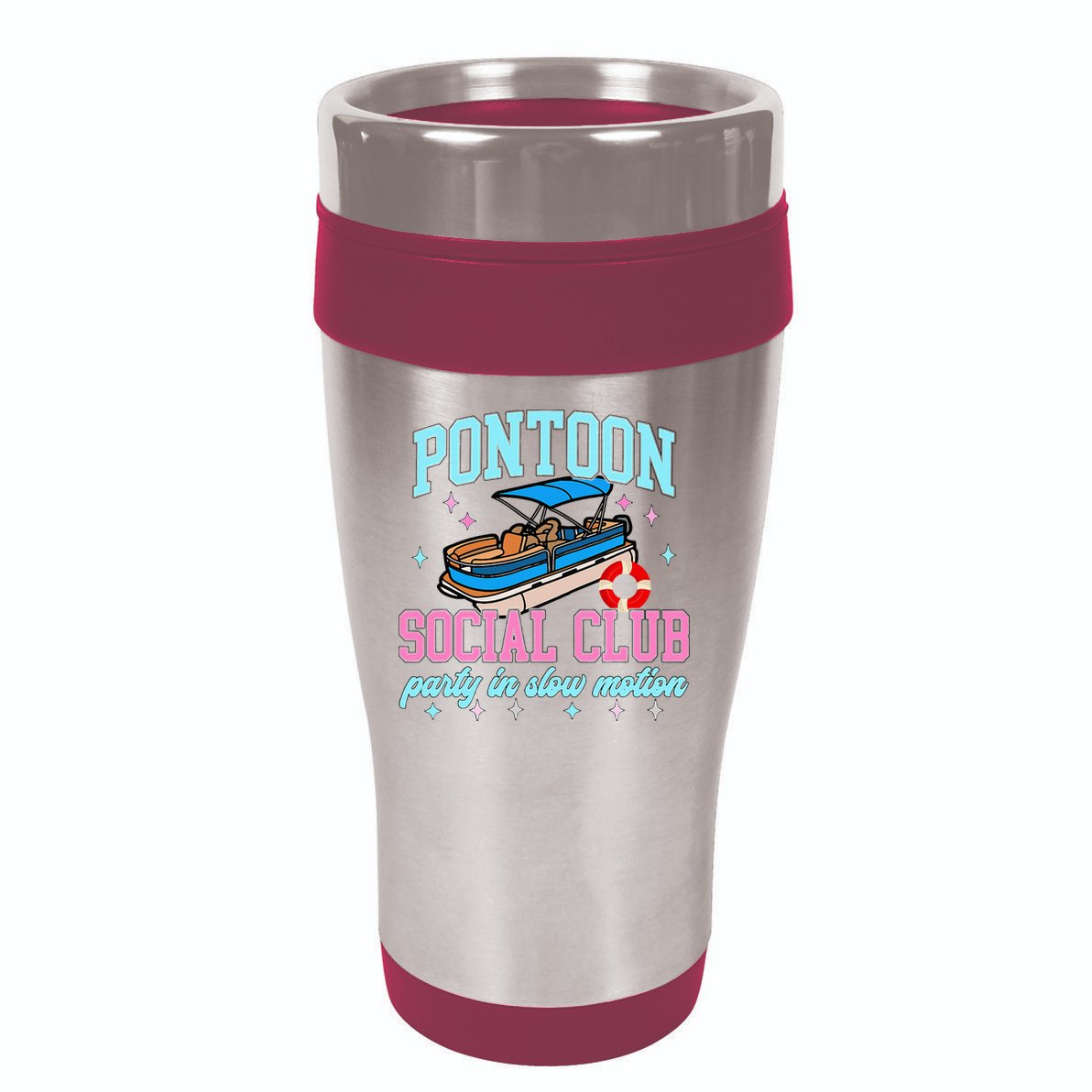 Pontoon Social Club Party In Slow Motion Pontoon Boat 16oz Travel Tumbler