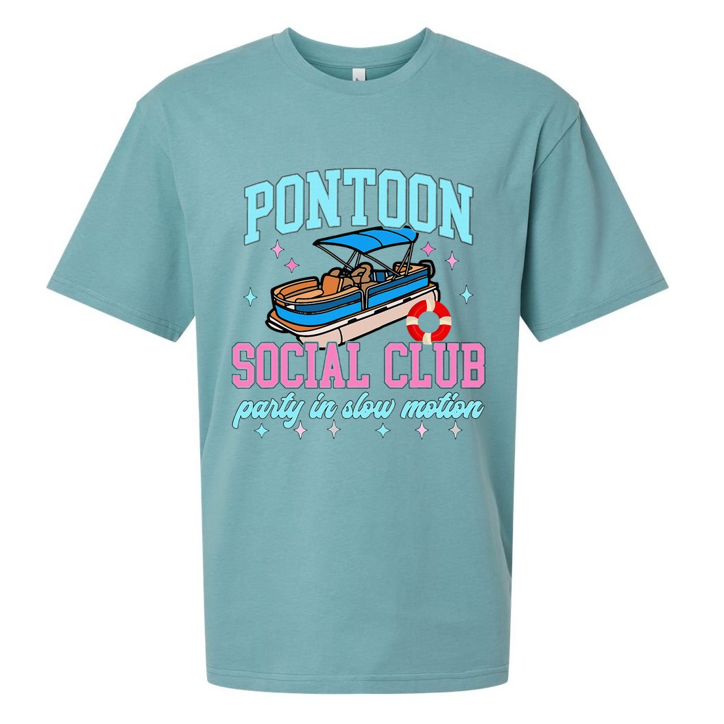 Pontoon Social Club Party In Slow Motion Pontoon Boat Sueded Cloud Jersey T-Shirt