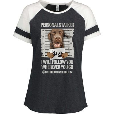 Personal Stalker Chocolate Labrador Lab Enza Ladies Jersey Colorblock Tee