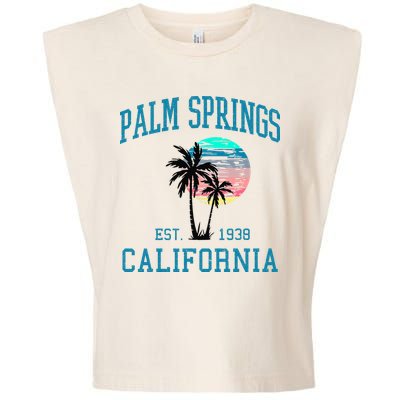 Palm Springs California Beach Vintage Palm Trees Summer Garment-Dyed Women's Muscle Tee