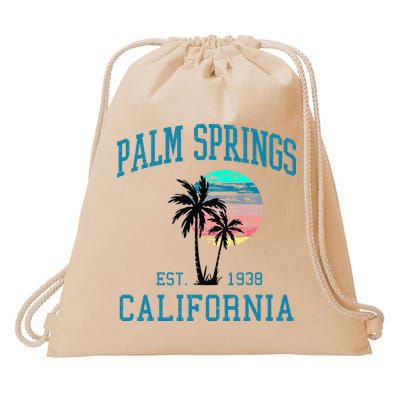 Palm Springs California Beach Vintage Palm Trees Summer Drawstring Bag