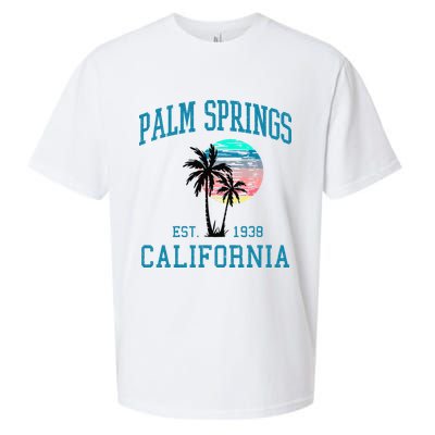 Palm Springs California Beach Vintage Palm Trees Summer Sueded Cloud Jersey T-Shirt