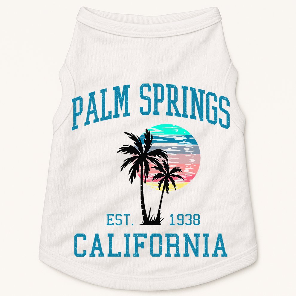 Palm Springs California Beach Vintage Palm Trees Summer Doggie Tank