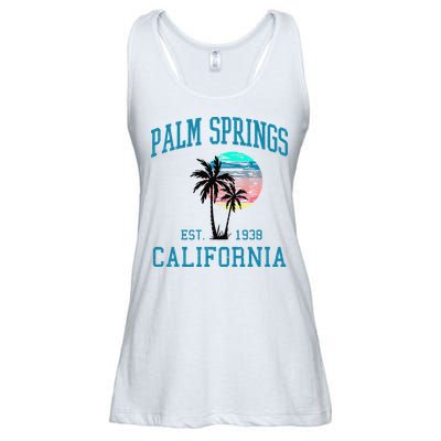 Palm Springs California Beach Vintage Palm Trees Summer Ladies Essential Flowy Tank