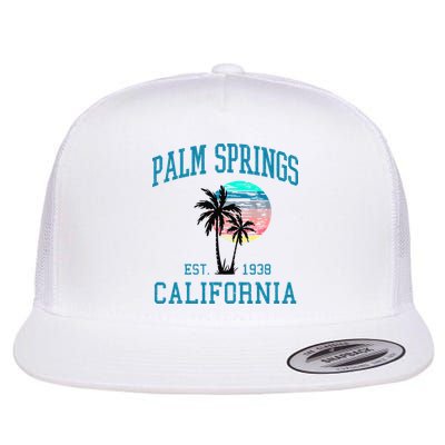 Palm Springs California Beach Vintage Palm Trees Summer Flatbill Hat