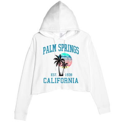 Palm Springs California Beach Vintage Palm Trees Summer Crop Fleece Hoodie