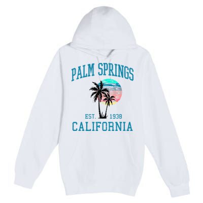 Palm Springs California Beach Vintage Palm Trees Summer Premium Pullover Hoodie