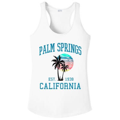 Palm Springs California Beach Vintage Palm Trees Summer Ladies PosiCharge Competitor Racerback Tank