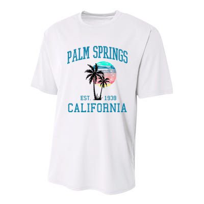 Palm Springs California Beach Vintage Palm Trees Summer Youth Performance Sprint T-Shirt