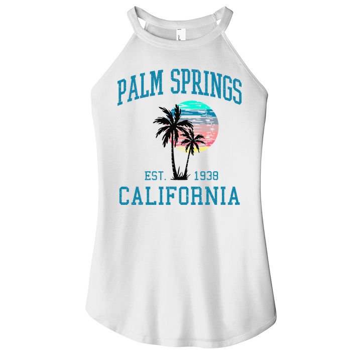 Palm Springs California Beach Vintage Palm Trees Summer Women's Perfect Tri Rocker Tank