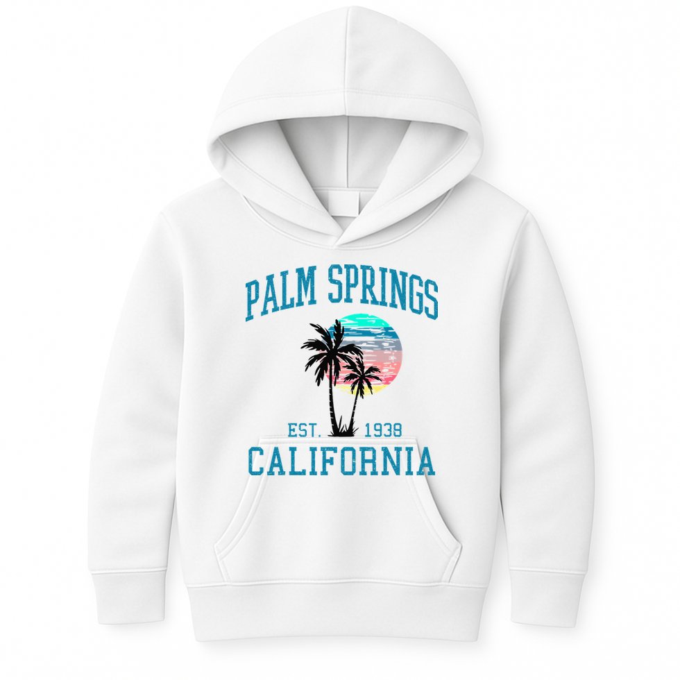 Palm Springs California Beach Vintage Palm Trees Summer Kids Hoodie