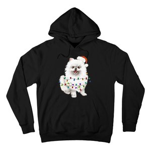 Pomeranian Santa Christmas Tree Lights Xmas Dog Lover Hoodie