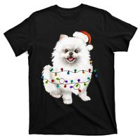 Pomeranian Santa Christmas Tree Lights Xmas Dog Lover T-Shirt