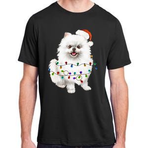 Pomeranian Santa Christmas Tree Lights Xmas Dog Lover Adult ChromaSoft Performance T-Shirt