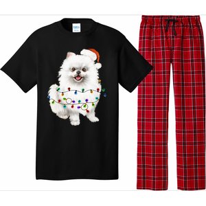 Pomeranian Santa Christmas Tree Lights Xmas Dog Lover Pajama Set