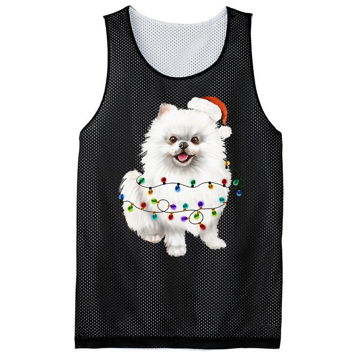 Pomeranian Santa Christmas Tree Lights Xmas Dog Lover Mesh Reversible Basketball Jersey Tank