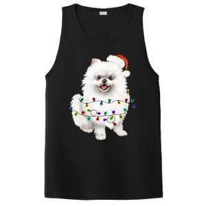 Pomeranian Santa Christmas Tree Lights Xmas Dog Lover PosiCharge Competitor Tank