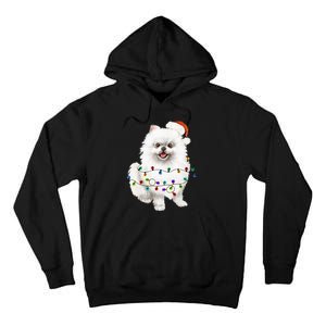 Pomeranian Santa Christmas Tree Lights Xmas Dog Lover Tall Hoodie