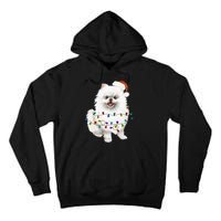 Pomeranian Santa Christmas Tree Lights Xmas Dog Lover Tall Hoodie