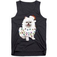 Pomeranian Santa Christmas Tree Lights Xmas Dog Lover Tank Top