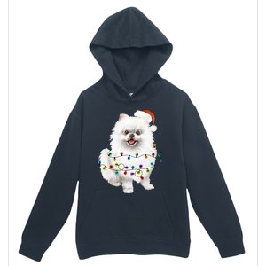 Pomeranian Santa Christmas Tree Lights Xmas Dog Lover Urban Pullover Hoodie