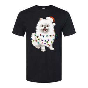 Pomeranian Santa Christmas Tree Lights Xmas Dog Lover Softstyle CVC T-Shirt