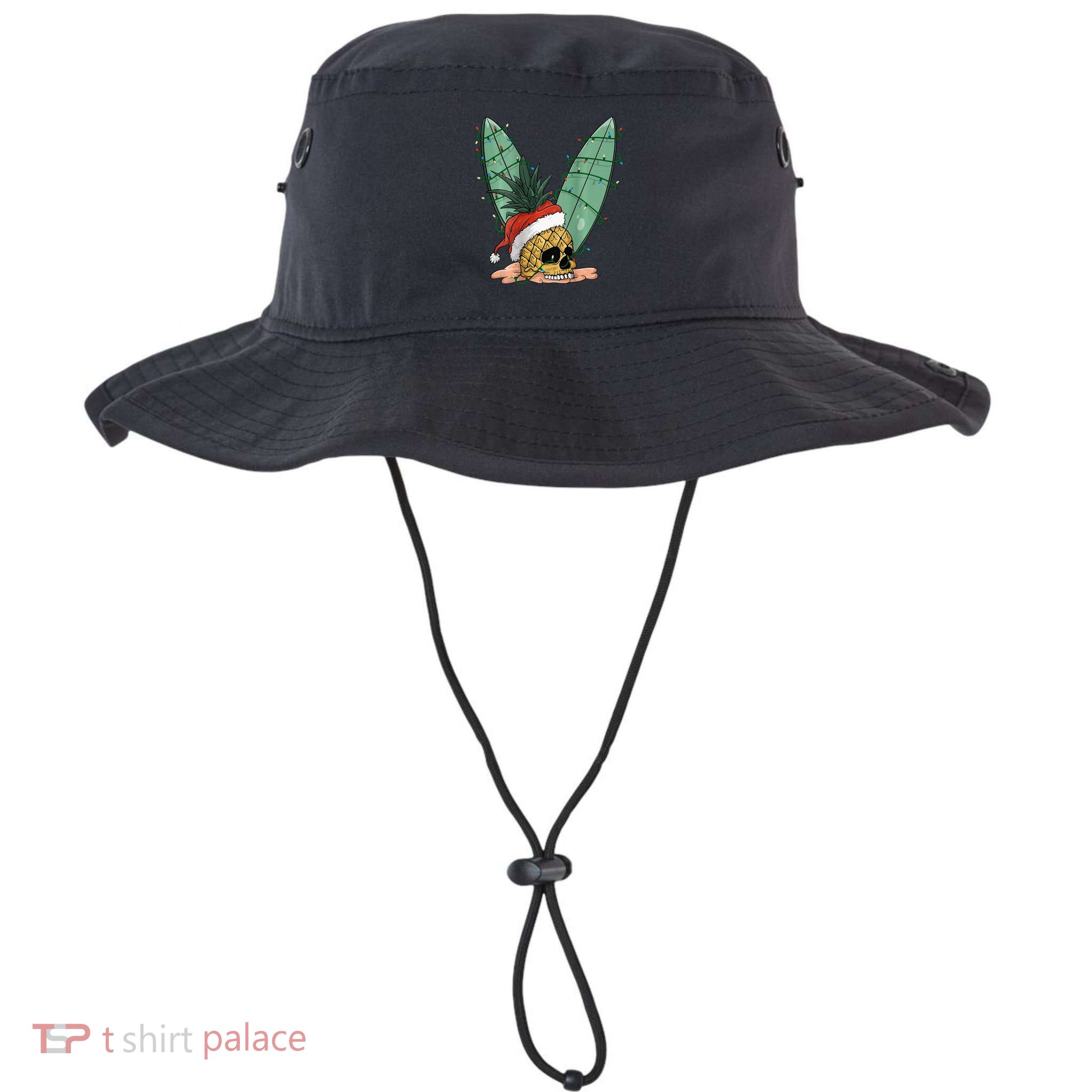 Pineapple Skull Christmas in July Santa Hat for Surfers Bucket Hat
