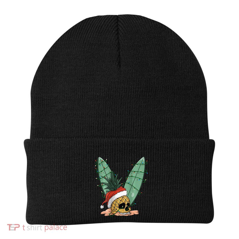 Pineapple Skull Christmas in July Santa Hat for Surfers Beanie