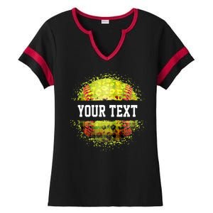 Personalized Softball Custom Name Family School Team Ladies Halftime Notch Neck Tee