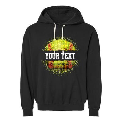 Personalized Softball Custom Name Family School Team Garment-Dyed Fleece Hoodie
