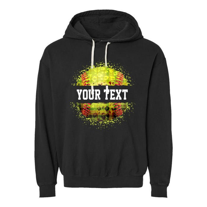 Personalized Softball Custom Name Family School Team Garment-Dyed Fleece Hoodie
