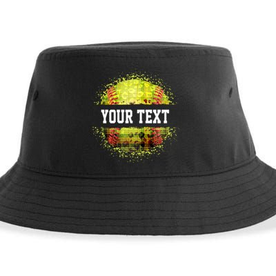 Personalized Softball Custom Name Family School Team Sustainable Bucket Hat