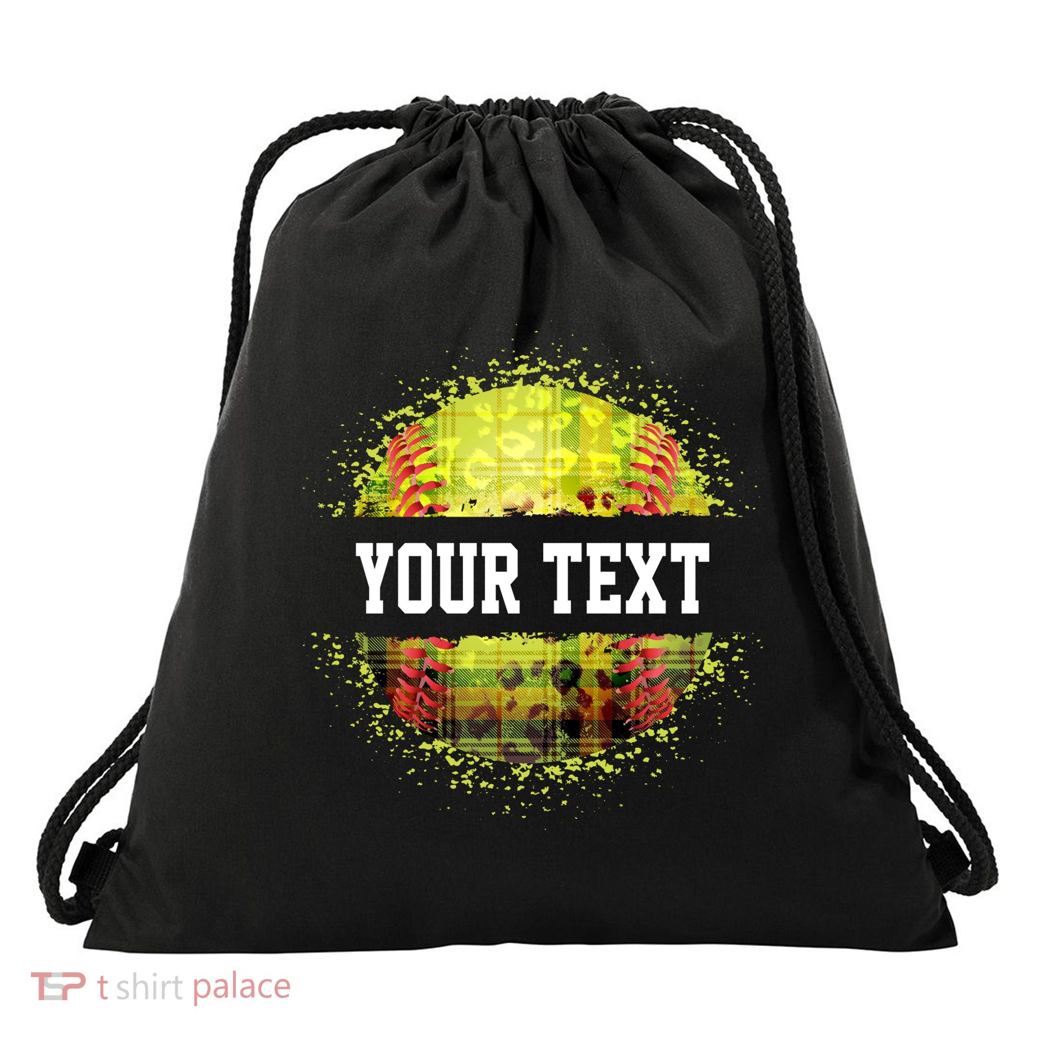 Personalized Softball Custom Name Family School Team Drawstring Bag