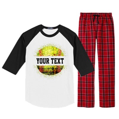 Personalized Softball Custom Name Family School Team Raglan Sleeve Pajama Set