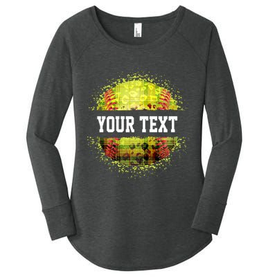 Personalized Softball Custom Name Family School Team Women's Perfect Tri Tunic Long Sleeve Shirt
