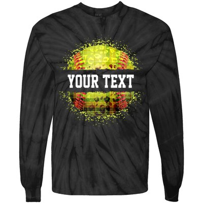 Personalized Softball Custom Name Family School Team Tie-Dye Long Sleeve Shirt