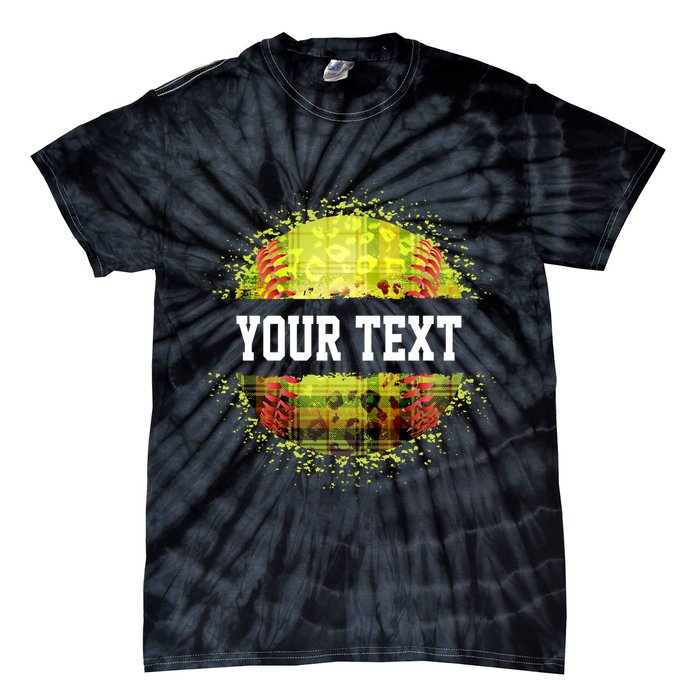 Personalized Softball Custom Name Family School Team Tie-Dye T-Shirt