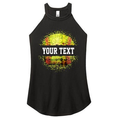 Personalized Softball Custom Name Family School Team Women's Perfect Tri Rocker Tank