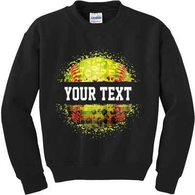 Personalized Softball Custom Name Family School Team Kids Sweatshirt